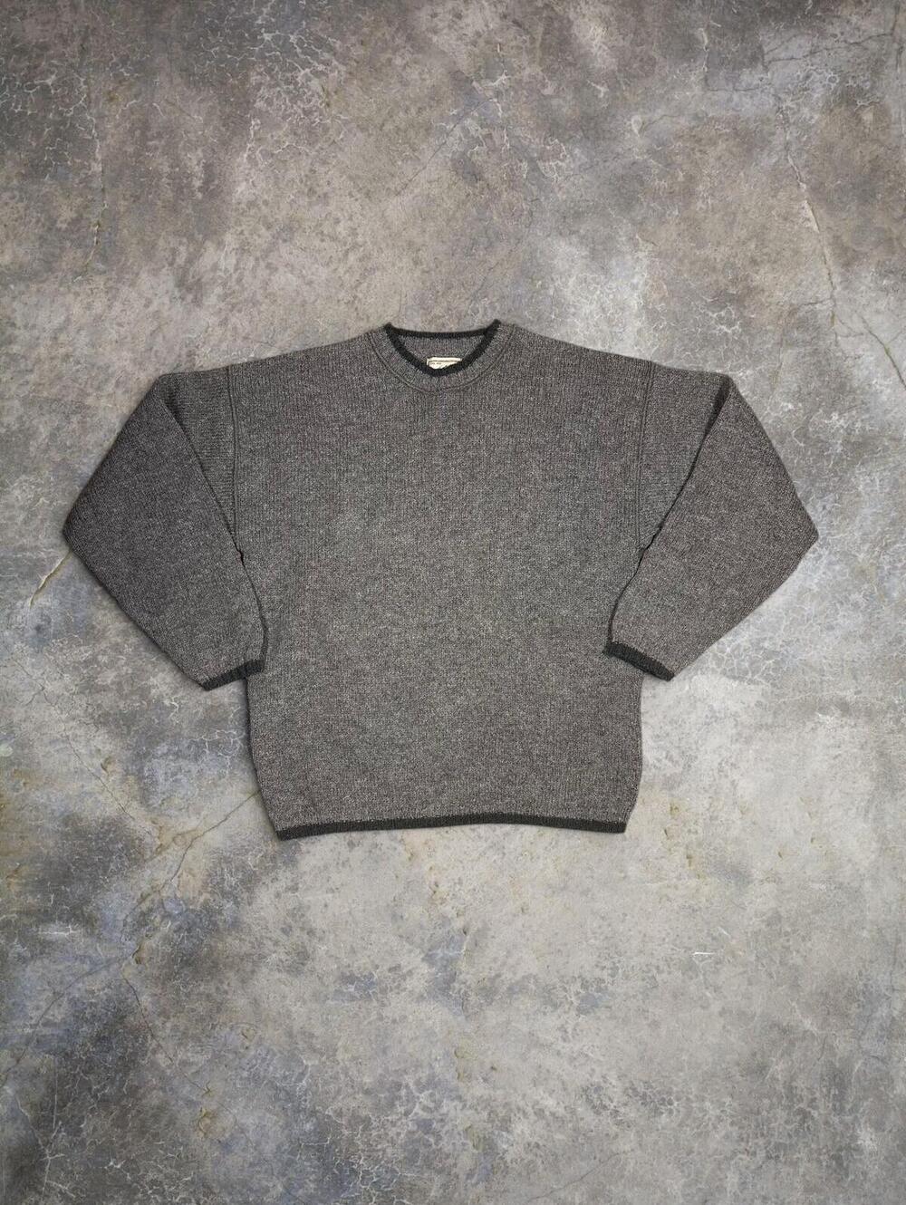Vtg Woolrich USA Made Gray Wool Knit Sweater Sz L